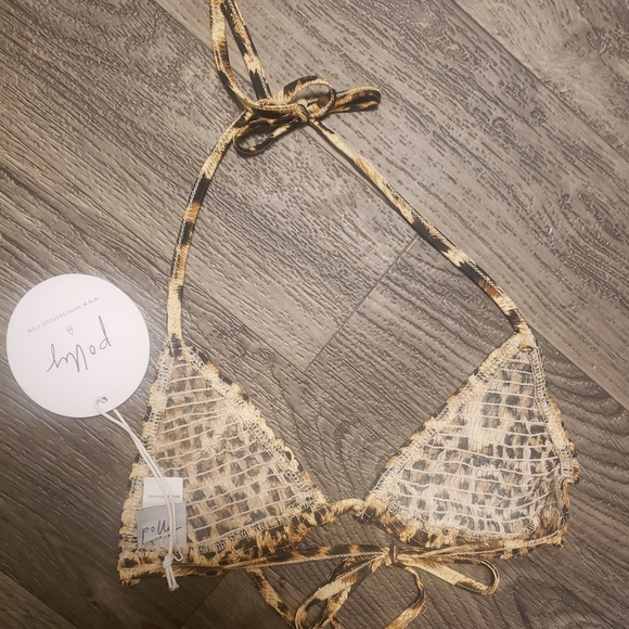 Nwt's PRINCESS POLLEY LEOPARD 🐆 HIGHWAISTED TRIANGLE STRING BIKINI 👙 SIZE US 2 - Picture 8 of 9